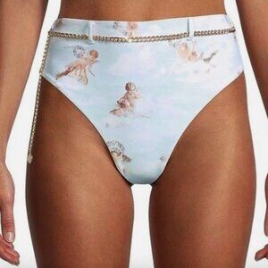 WeWoreWhat Gold Belted Emily Cherub & Clouds Printed Bottoms